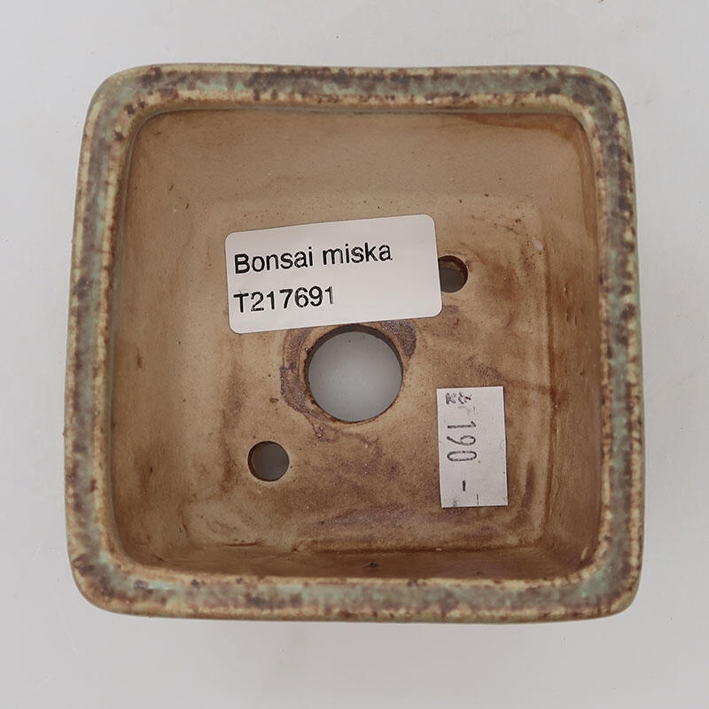 Keramická bonsai miska 8,5 x 8,5 x 5,5 cm, farba zelená