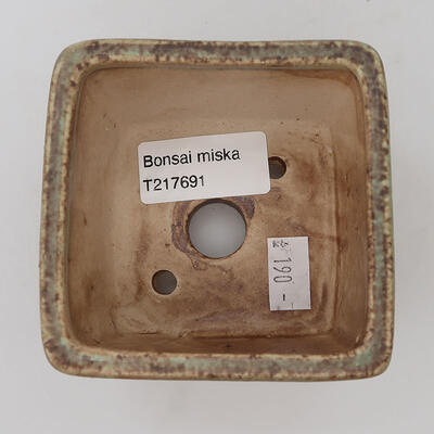 Keramická bonsai miska 8,5 x 8,5 x 5,5 cm, farba zelená - 2