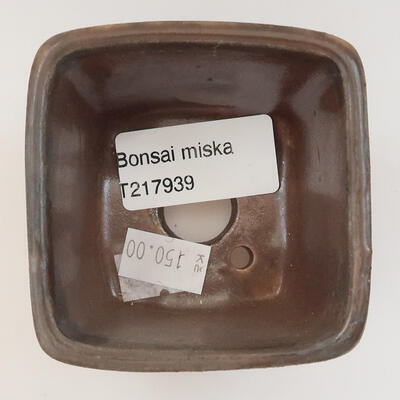 Keramická bonsai miska 6,5 x 6,5 x 4 cm, farba hnedá - 3